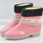 Warm winter fashion boots with cotton and cotton warm female short tube rain shoes