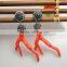 LFD-078E Wholesale Beautiful Orange Coral Branch Shape Dangle Earrings with Crystal Rhinestone Paved Druzy Jewelry Earring