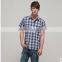 The new short-sleeved cotton shirt men short sleeve shirt men's casual linen cotton plaid shirt England