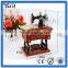 Novelty miniature craft sewing machine music box for kids, retro electric wooden sewing machine musical box