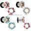 Aurora and Aqua Pink Gem Steel Heart Wreath Single Flare Tunnel Plug Set