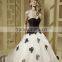 Manufacture wholesale high quality White & black wedding dress DM-024 Custom made bridal dress big size