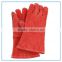 14" RED LONG COW LEATHER WORKING GLOVE /SAFETY LEATHER GLOVE CE PASSED