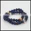 2016 Classic Fashion Women Gold/Silver Skull Charm Bracelets Agate Wristband Cuff Bangles
