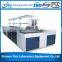 Wall bench and overhead cabinet with safety glasses