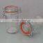 straight small clip glass jar , glass jars with clip top and metal clip