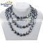 12mm AA grade reborn freshwater pearl peacock colorful black long coin pearl necklace
