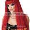 Custom made cheap long red synthetic festival wigs, cosplay wig
