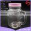 450ml transparent mason jar drinking glass with straw