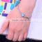 D163 blue enamel silver charm beads,white star with crystal for decoration