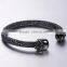 2016 fashion trend black stingray leather cuff bracelet in skull clasp,size 6mm