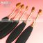 High quality 10Pcs Rose Gold Black Professional Toothbrush cosmetic brushes Oval Makeup Brush Set
