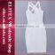 2015 Wholesale hot fashion white crossover bodycon bandage dress
