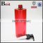 2017 China wholesaler 500ml plastic spray bottle red plastic spray bottle square shoulder plastic spray bottle with black pump