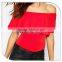 Fashion Style Off-shoulder Skin Color Female Body Suit With Falbala