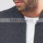 Custom Best Price High Quality New Design Durable Ribbed Collar Cotton Polyester Sweat Fabric Dark Grey Casual Men Bomber Jacket