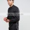 Custom New Design Long Sleeve Curved Hem Longline Grandad Collar Mens 55% Cotton 45% Polyester Comfort Fit Casual Black Shirts
