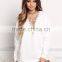 MGOO New Arrival Customized Spring Terry Sweater Tops Plain White Boyfriend Oversized Loose 100 Cotton Brushed Long Sleeves