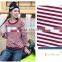 hot sell fashion cute casual stripe design long sleeve hoody for women