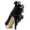 Ruffle Trimmed Suede Pumps ladies fashion shoes LTYK0017