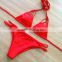 Soft Two Pieces Girl Red Sennit Triangle Brazil Sandbeach Sex Bikini