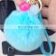 Latest style 8cm rex rabbit fur ball key ring candy colors fur ball key chain