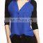 CHEFON Raglan long sleeve pocketed simple design lady blouses for women 2014