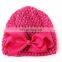 Printed knitted children baby hat elastic baby hat summer bow hollow hat