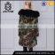 Men real fur parka jacket with black fox fur and camouflage shell