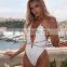 One piece Swimsuit Neon Green Glitter Swimwear Women bandage swimsuit high cut monokini Shiny bathing suit plunge swimsuits