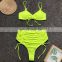 New Bikini Fast-Selling Strap, High-waist Bikinis Women's Split Swimming Suit Pure-color Explosive Swimsuit swimwear women
