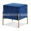 Modern square elegant Ottoman with metal legs velvet stool for bedroom