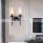 Modern Brass Gold Glass Wall Lights Double Heads Bedroom Led Wall Lamp