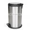 Top quality household stainless steel fingerprint proof trash can with soft closed dustbin 40L 360 degree rotation lid pedal bin