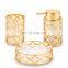 Hotel balfour luxury Plastic Bathroom Accessories set golden hollow out design four pcs sets