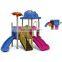 Puppy face children play outdoor with double plastic slides commercial playground