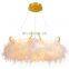 New Crown LED Feather Lamp Bedroom Chandelier Nordic Romantic Creative Simple Children's Room Ceiling Pendant Light