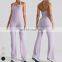 Ribbed Quick Dry Sports Clothing Halter Backless Flare Rompers Bodysuit Gym Fitness Jumpsuits One Piece Yoga Jumpsuit For Women