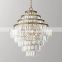 Classic Luxury Living Room Ceiling Pendant Modern Style Crystal Chandelier with Warm White LED Lighting Fixture Iron Body Black