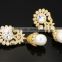 Brilliant Quality Big Style Flower Fake Pearl Jewellery Bohemian Cubic Zirconia Earrings
