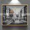 wall art paris street black and white oil painting on canvas ZQ-30