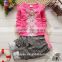 2015 new arrivals cotton girl long sleeve top and pants sets with different colors
