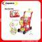 kids shopping trolley cart with food set plastic shopping cart