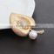 Big pearl custom leaf shape rhinestone brooch