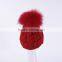 Popular beanie knit hat style for women with big fur ball on top KZ160076