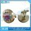 Clear crystal insert jewelry cufflink with logo