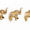 Large Vintage Brass Set of 3 Elephant Figurine Ornate Engraving Lucky Symbol W Trunk UP