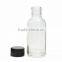 1oz Clear Boston Round glass Bottle with Black Cap