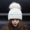 2015 coolorful knitted woolen hat with fur pompoms