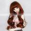 long silky straight wavy burgundy doll wig with heat resistant fiber